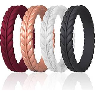 Roq Silicone Wedding Band til kvinder - Tynd lavendel forlader unikke design Kvinder Silicone Rubber Ring - U.S. Design Patent Vrenter
