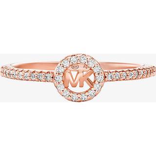 MK Fulton Precious Metal-Plated Pavé Logo Charm Ring - Rose Gold - Michael Kors - EU 49