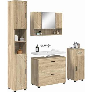 Badeværelsesmøbel sæt 5 pcs Sonoma eg Samlet træ og metal
