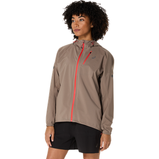 Asics Women's Fujitrail Elite Waterproof Jacket Taupe Grey, L