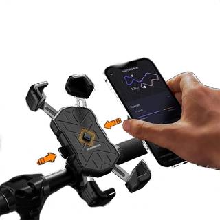 Mobiltelefonholder i plast til cykelstyr med 360° rotation og automatisk låsning
