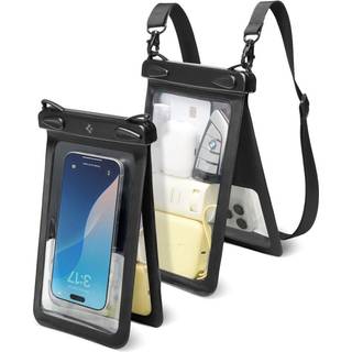 Spigen A603 Vandtæt telefonetui med to kamre og taske til værdigenstande - IPX8/30m - Sort / klar