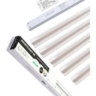 Troldtekt LED Zigbee Skinnesæt 5x90 cm - CCT, Planforsænket, Akustilight inkl. ledninger og driver - Dæmpbar : Via Zigbee, Kulør : CCT (Varm til Kold Hvid)