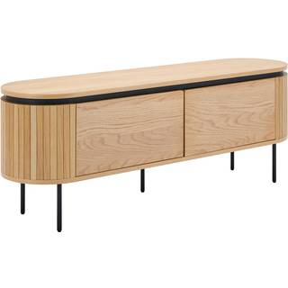 TV-møbel med 2 låger i egefiner og metal - Lys naturlig og Sort - CARDIONA