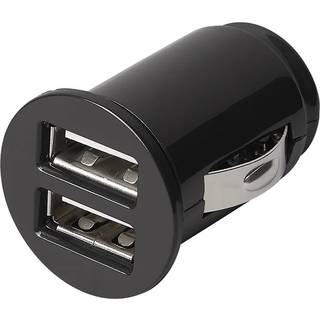 USB oplader mini - 2x USB indgange - 12/24V 3100 mA / 15W - Sort 1 stk