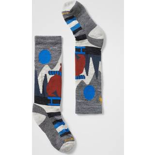 Smartwool Kids' Ski Light Cushion Sleigh Bear Pattern OTC Socks Medium Gray, 33-36