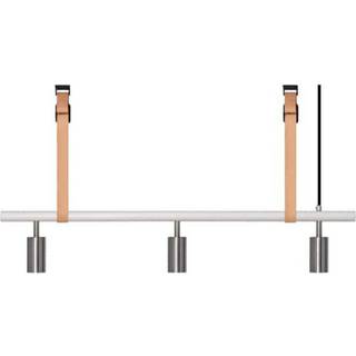 RUBN Long John Pendel 3 Spots (100 cm) White/Steel Natural leather