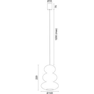 Glas hængelampe Oman Argon, dæmpbar, Hvid/opal, Stue/spisestue, Glas