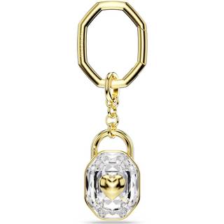 Schlüsselanhänger, Oval-Schliff, Weiß, Goldlegierungsschicht