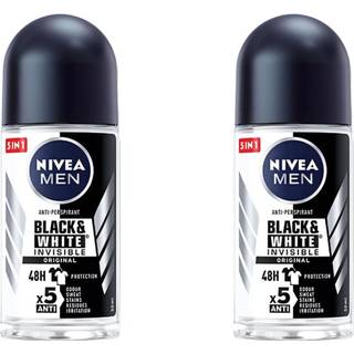 Nivea Men 48H Roll-On Deodorant Invisible for Black and White Anti-Stain Formel Langtidsholdbar friskhed 50ml Anti-Perspirant Beskyttelse Hurtigt