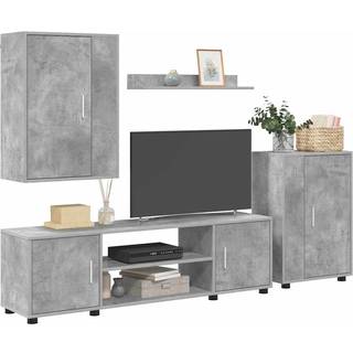 TV-møbelsæt Vægmonteret 4 pcs Beton Grå Konstrueret træ