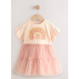 Next Pink Rainbow Short Sleeve Mesh Party Dress (3mths-7yrs) - 74-80cm (9-12 Months)
