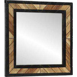Spejl med spejl Sort og Brunt 50 x 2 x 50 cm Massivt træ akacie