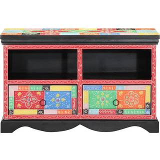 Tv-Skab Med Skuffe Flerfarvet 80 X 35 X 50 Cm Massivt Mangotræ