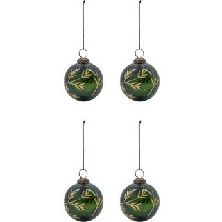 House Doctor Leaf julekugle Ø7,5 cm 4 pak Grøn-guld