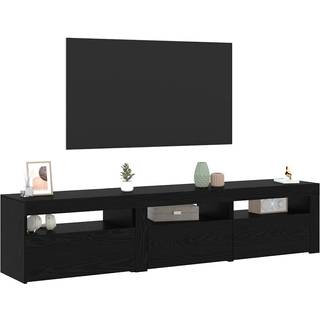 Tv-Møbler 2 Dele Sort Eg 180 X 35 X 40 Cm Konstrueret Træ