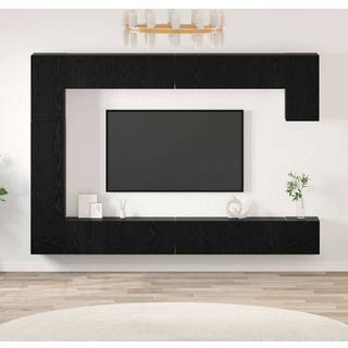 TV-møbelsæt 9 pcs Sort eg 100 x 30 x 30,5 cm Konstrueret træ