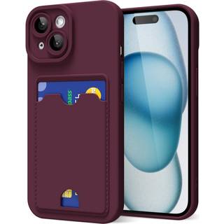 oakxco til iPhone 15 Plus etui med kortholder Sdt silikone pung telefonetui med kreditkortslot Bldt gummi tyndt tynd pung til kvinder Mnd med