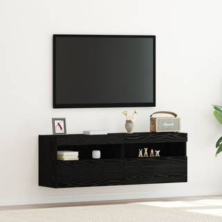 Tv Vægskab Vægmonteret Sort Eg 60 X 30 X 40 Cm Konstrueret Træ