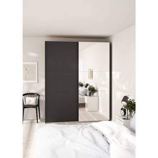 Como Garderobeskab 1 skydelåge +1 Skydelåge med spejl 180 x 220 cm - Sort