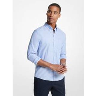 MK Stretch Cotton Oxford Shirt - Blue - Michael Kors