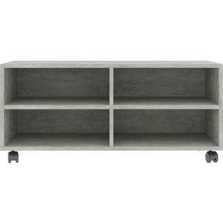 Tv-Bord Med Hjul 90X35X35 Cm Konstrueret Træ - Betongrå