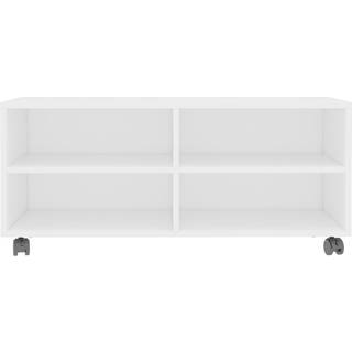 Tv-Bord Med Hjul 90X35X35 Cm Konstrueret Træ - Hvid