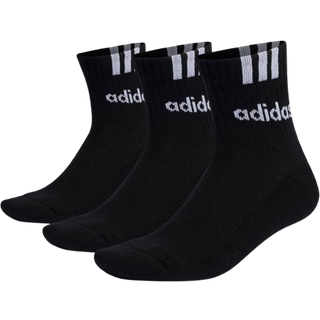 Adidas 3-Stripes Linear Half-Crew Cushioned Socks 3 Pairs   Black/white, L (43-45)