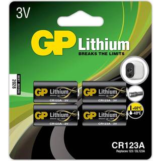 4 stk CR123A / GP Lithium / Foto batteri / 3 Volt