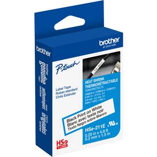 Brother HSe-211E sort på hvid krympeflextape 5,2 mm