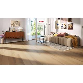 HARO Plankegulv - Børstet Ask Pastelcreme Universal med naturaDur matlak - Bredde 180 mm