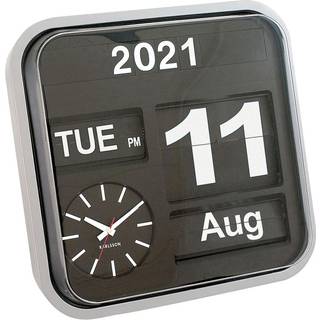 Karlsson Big Flip Wall Clock Black/silver - Vægure Plast Sort - KA4202