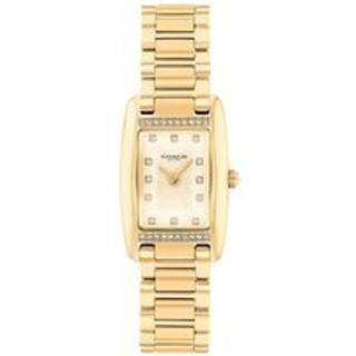 Coach Gold Reese Rectangular Crystal Bracelet Watch - Gold