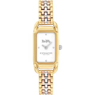 Coach Gold 3 Tone Cadie White Rectangular Dial Watch - Gold