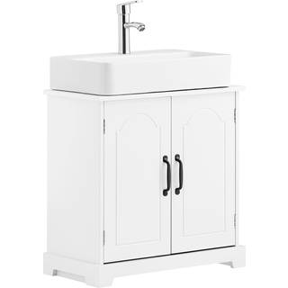 SoBuy BZR205-W 60 cm badeværelsesvaskeskab, hvidt MDF-skab med justerbare hylder