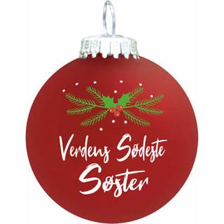 Julekugle Mat rød gran "Verdens Sødeste Søster"