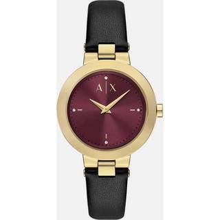 Armani Exchange AX5178 Gold Tone Black Leather Strap Watch - W65521