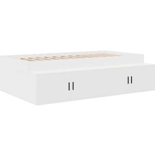 Seng Med Opbevaring Hvid 100 X 200 Cm Konstrueret Træ