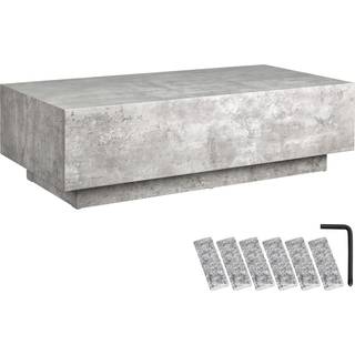Sofabord Lasley med stander, bæreevne 45 kg - Beton-udseende,120 x 60 x 35 cm