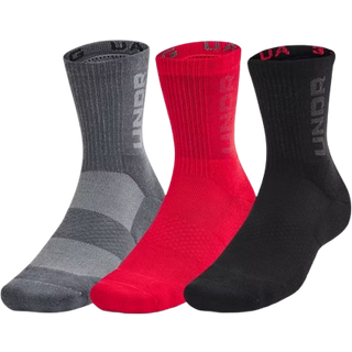 Strømper Under Armour UA 3-Maker 3pk Mid-Crew-RED 1373084-601 Størrelse L