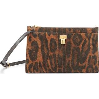 Tom Ford Padlock leopard-print suede crossbody bag - brown - One Size