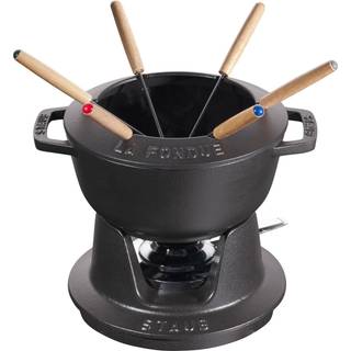 Fonduesæt 18 cm Sort med blank inderside