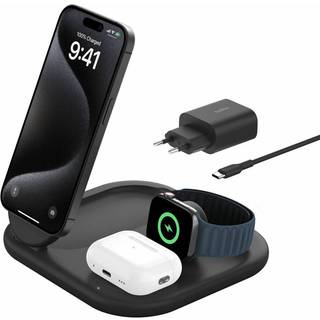 Belkin Boost Charge Qi2 15W Magnetisk 3-in-1 Ladeplade - Sort