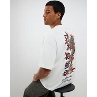 River Island River Island White Oversized Japanese Snake T-Shirt