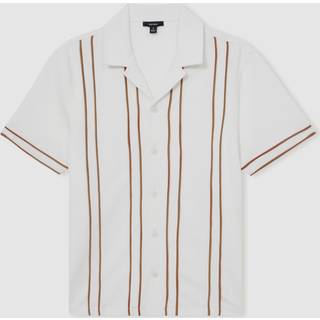 Reiss Reiss Sander skjorte med cubansk krave og striber - small
