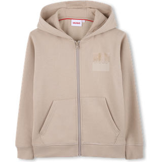 HUGO HUGO Logo hættetrøje med lynlås foran
