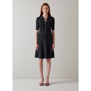LK Bennett LK Bennett Black Carrie Metallic Rib Detail Cotton Knitted Dress - X-Small