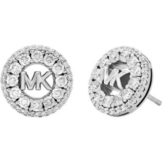 MK Fulton Precious Metal-Plated Pavé Logo Charm Stud Earrings - Silver - Michael Kors - ONE SIZE