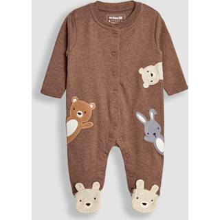 Jojo Maman Bébé JoJo Maman Bébé Brown Cotton Woodland Friends Appliqué Sleepsuit