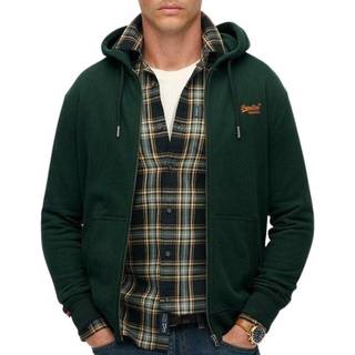 Superdry Superdry Olive Green Essential Logo Half Brushed Zip Hoodie